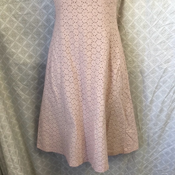 Soft Pink Lace Eyelet Strapless A Line Dress 100% Cotton Fully Lined Size 6 - Picture 6 of 14